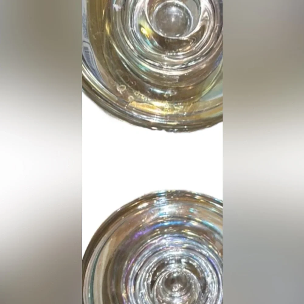 (2) Krosno rainbow Iridescent Candle stick Holder clear